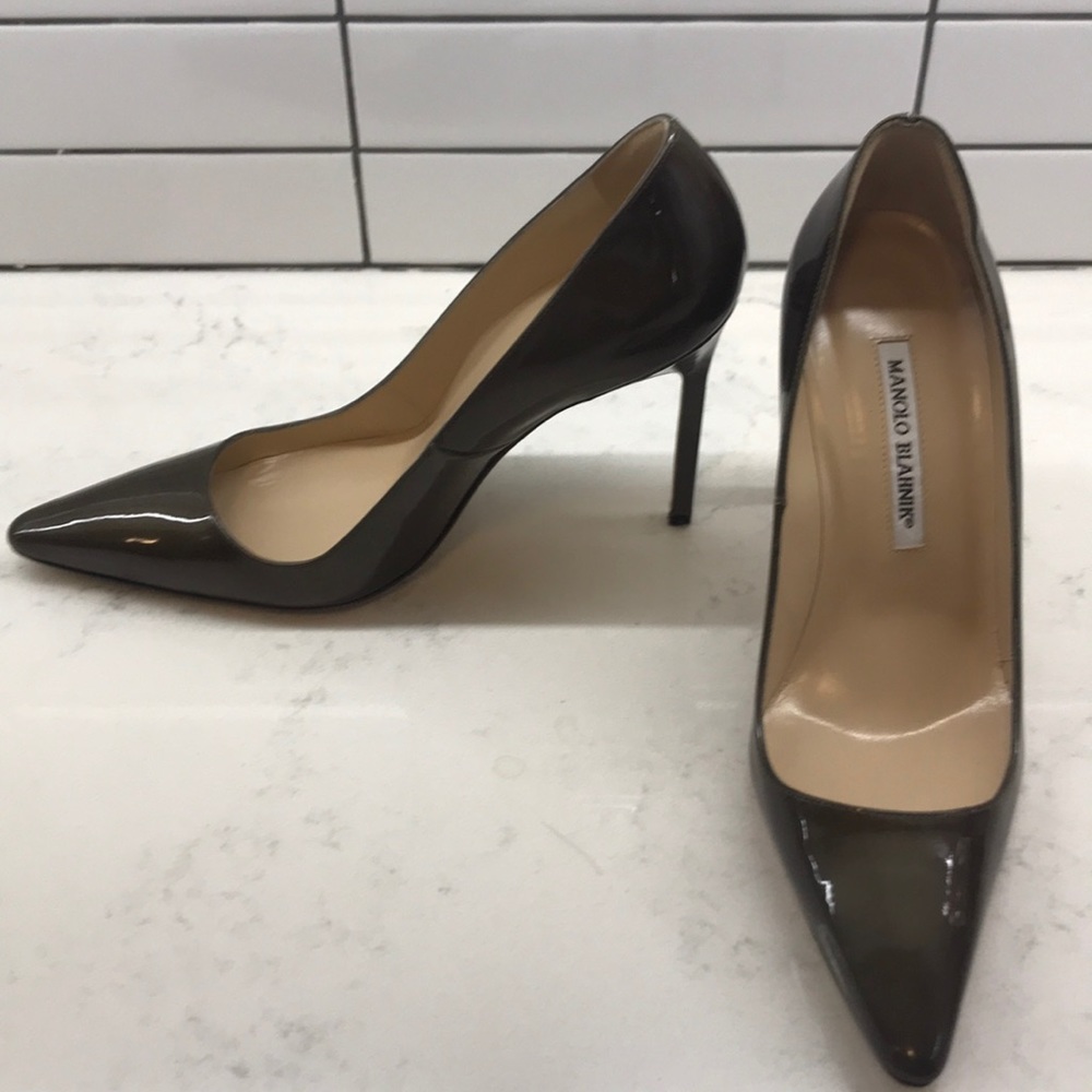 Manolo Blahnik Chocolate Patent Leather BB Pumps